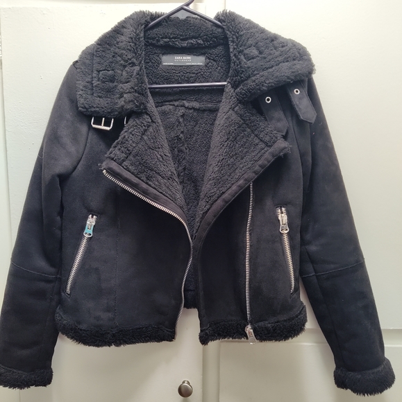 Zara black suede basic outerwear jacket. Great for cool weather. - Picture 2 of 5